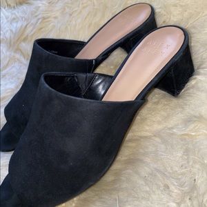 Black open toe mules